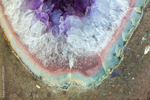 Close up Amethyst crystal a semiprecious gem photo