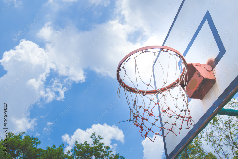 Basketball hoop on the blue sky Basketball hoop on the blue sky