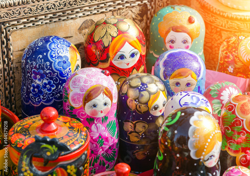 Russian traditional doll souvenirs at the fair