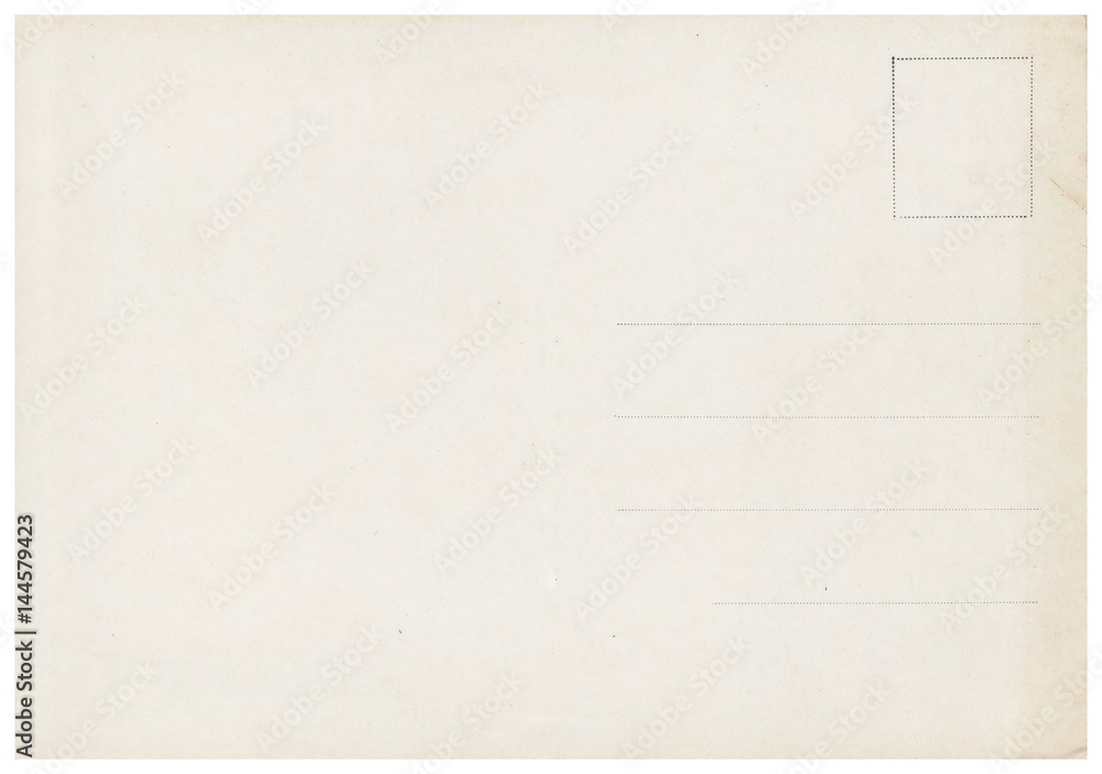 Back of an old postcard. Old postcard isolated on the white background. Can be used as background. Back of an old postcard. Old postcard isolated on the white background. Can be used as background.
