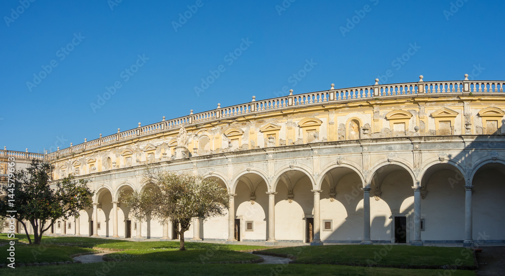 Napoli, Italy. The colonnade of the Charterhouse of San Martino