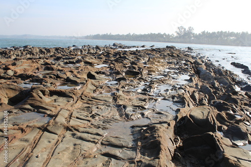 Ocean Oceans Rocky Rocks Rock Formation Form Brown Water Burma Burmese Myanmar Southeast Asia Asian 