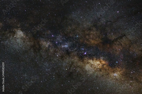 The center of the milky way galaxy,Long exposure photograph, with grain.