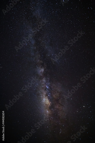 Milky way galaxy with stars and space dust in the universe  Long exposure photograph  with grain.