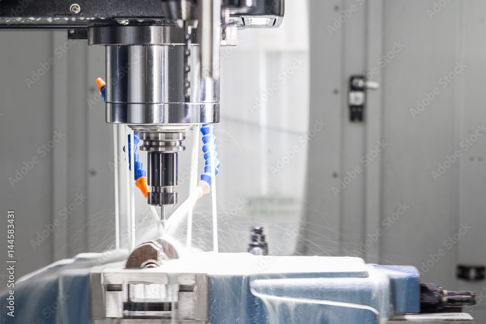 High precision CNC machining center working, operator machining automotive sample part process High precision CNC machining center working, operator machining automotive sample part process