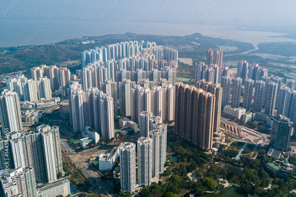 Obraz premium Top view of Hong Kong city