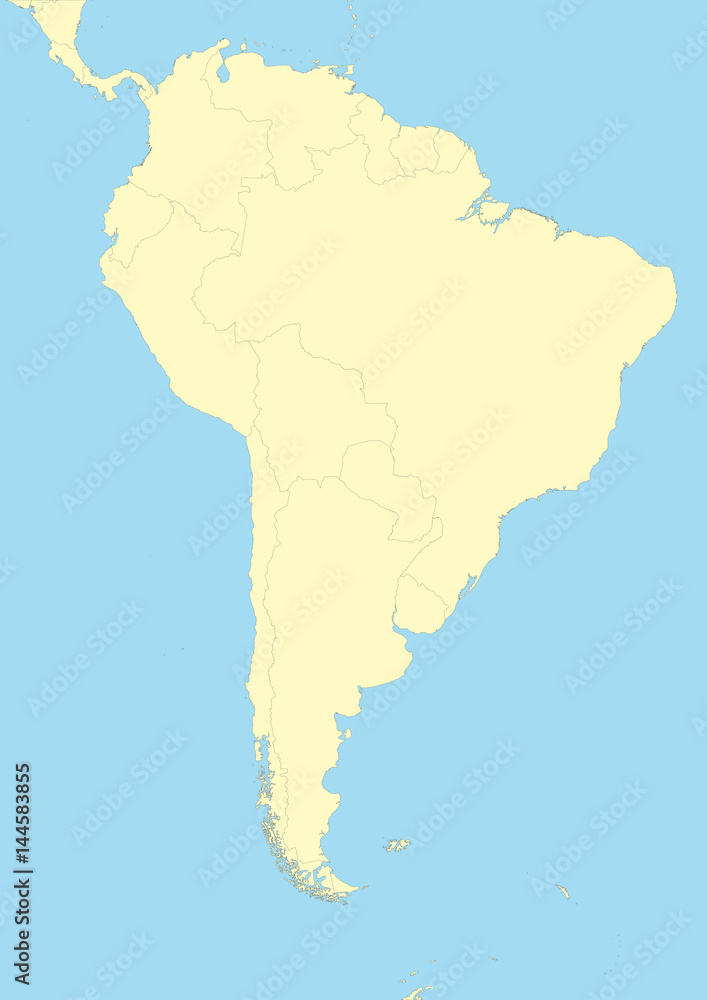 Fototapeta premium Vector map of South America