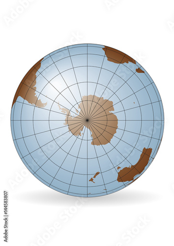South Pole antarctica earth globe vector map