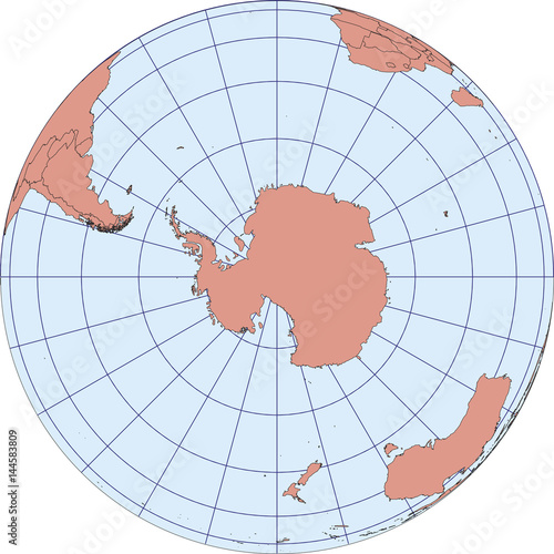 South Pole antarctica earth globe vector map