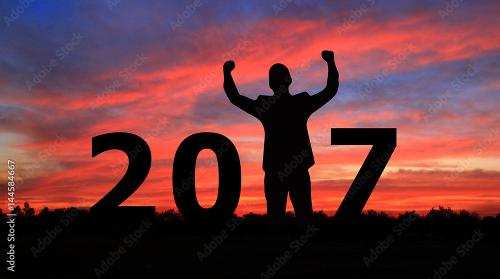 Man start business plan in 2017. business vision concept, goal of 2017 Man start business plan in 2017. business vision concept, goal of 2017