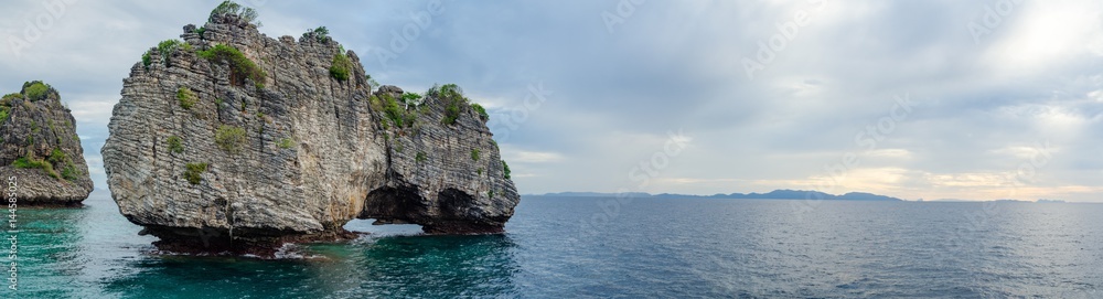 Panorama of The Sea and Mountain at Koh ha, Similan No.5, a Group of Similan Islands in The Andaman Sea Thailand.