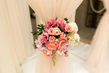 Wedding decoration of fresh flowers on wedding arch