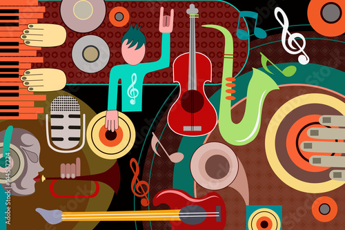 Abstract Music collage background