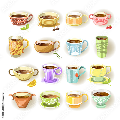 Wallpaper Mural Cups with various colorful print set on white Torontodigital.ca