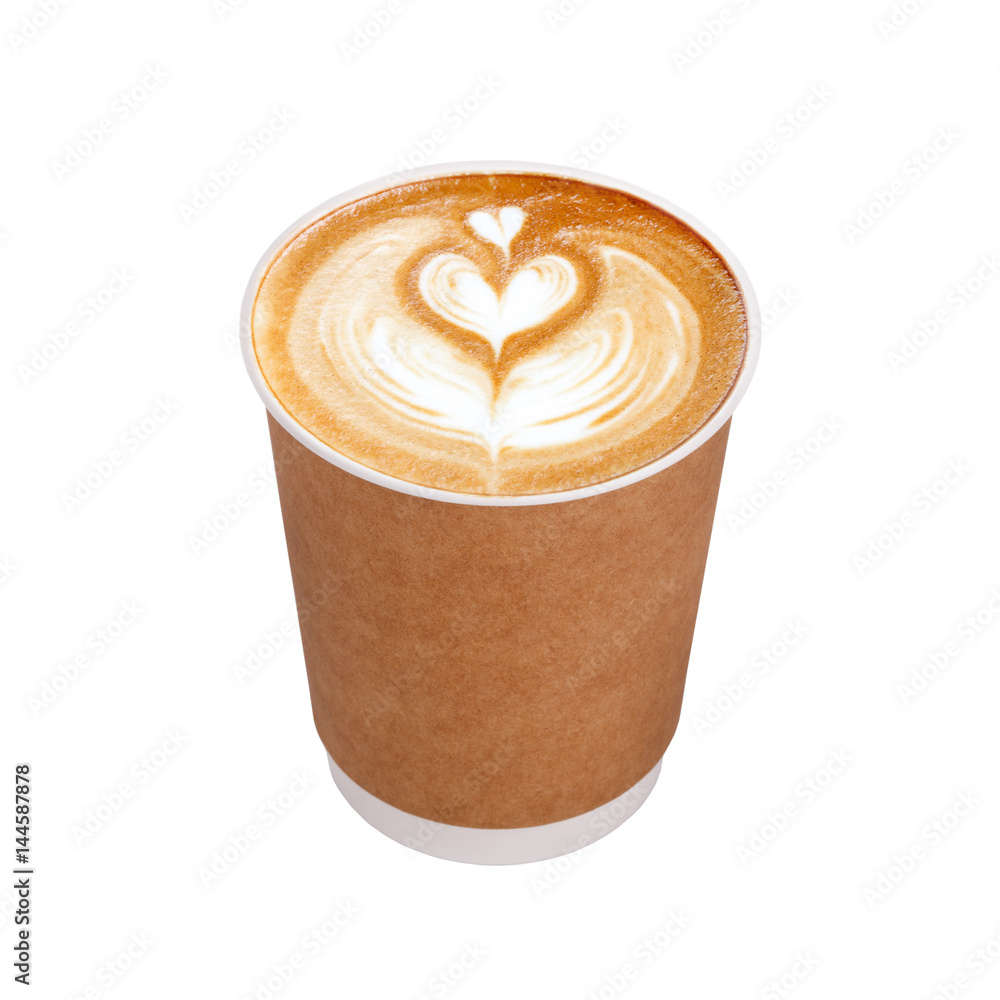 Take-out coffee with cup holder on white background