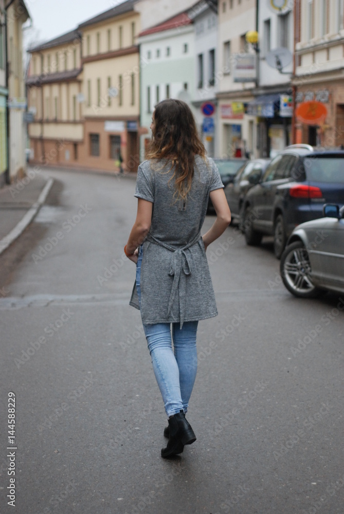 girl posing on the street girl posing on the street