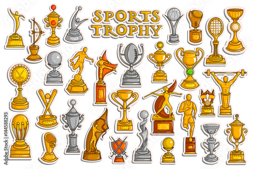 Sticker collection for Sports Victory Gold Cups and Trophy