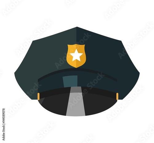 Police cap with golden token realistic vector illustration isolated