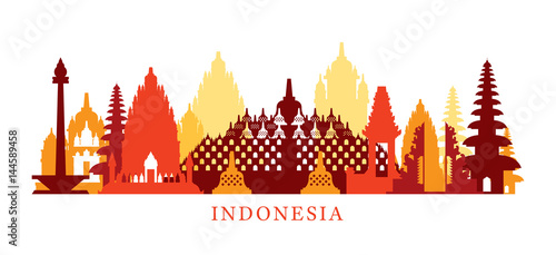 Indonesia Architecture Landmarks Skyline, Shape, Silhouette, Cityscape, Travel and Tourist Attraction