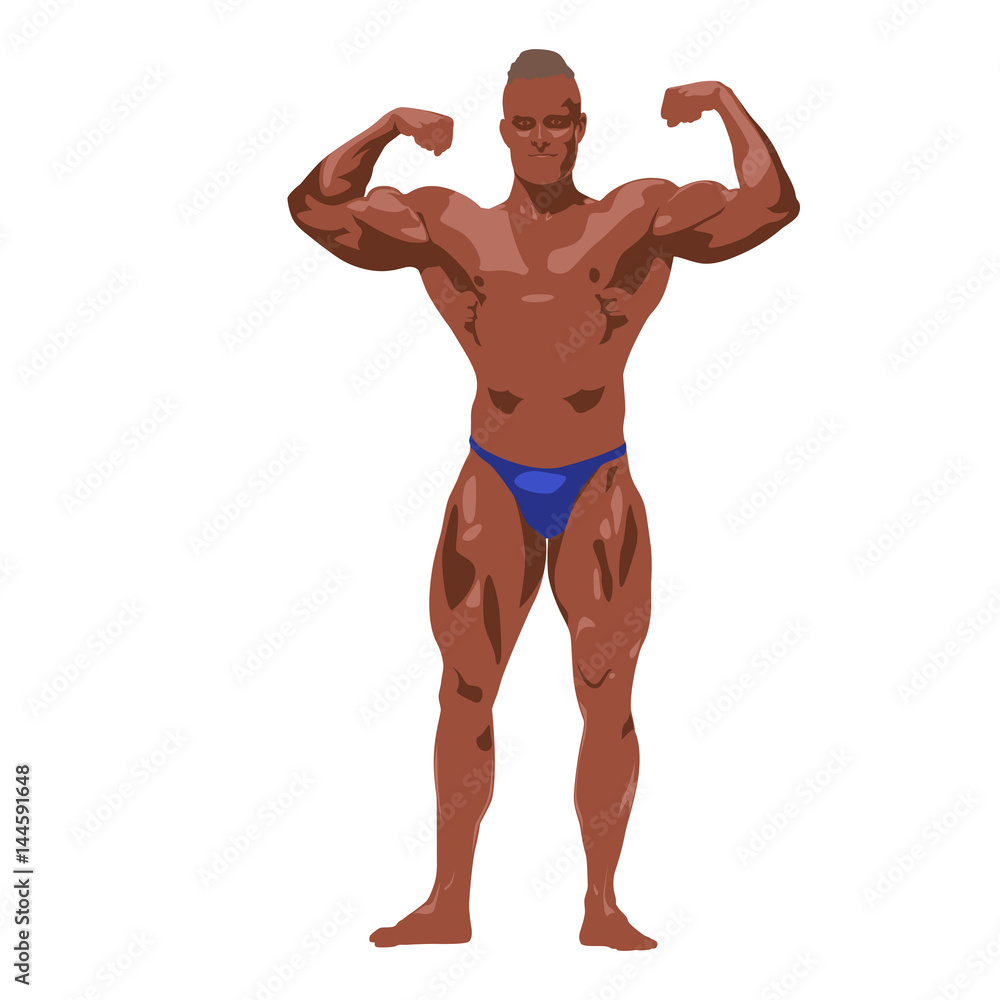 Obraz premium Bodybuilder posing, abstract vector illustration