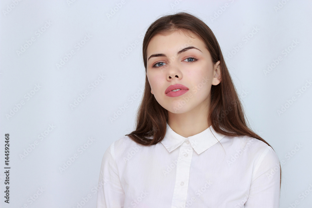 Portrait of smiling business woman, isolated on white background Portrait of smiling business woman, isolated on white background
