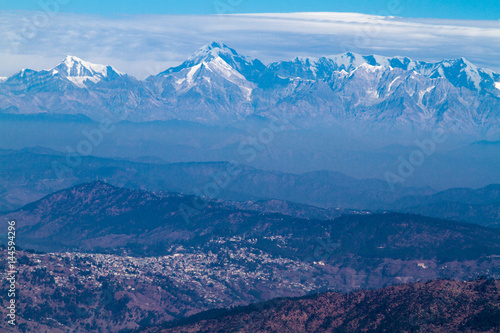 Trishul peak overlooking Ranikshet town in the Himalayas. Elevation 7,120 Meter