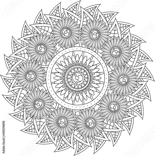 Black and white pattern for adult coloring book. Vector elements for design. Good for design of wrapping and textile.