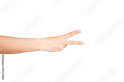 female hand on the isolated background photo
