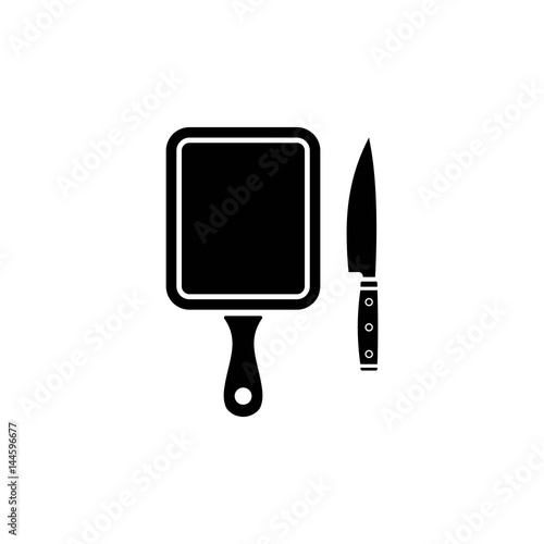 cutting board with knife 