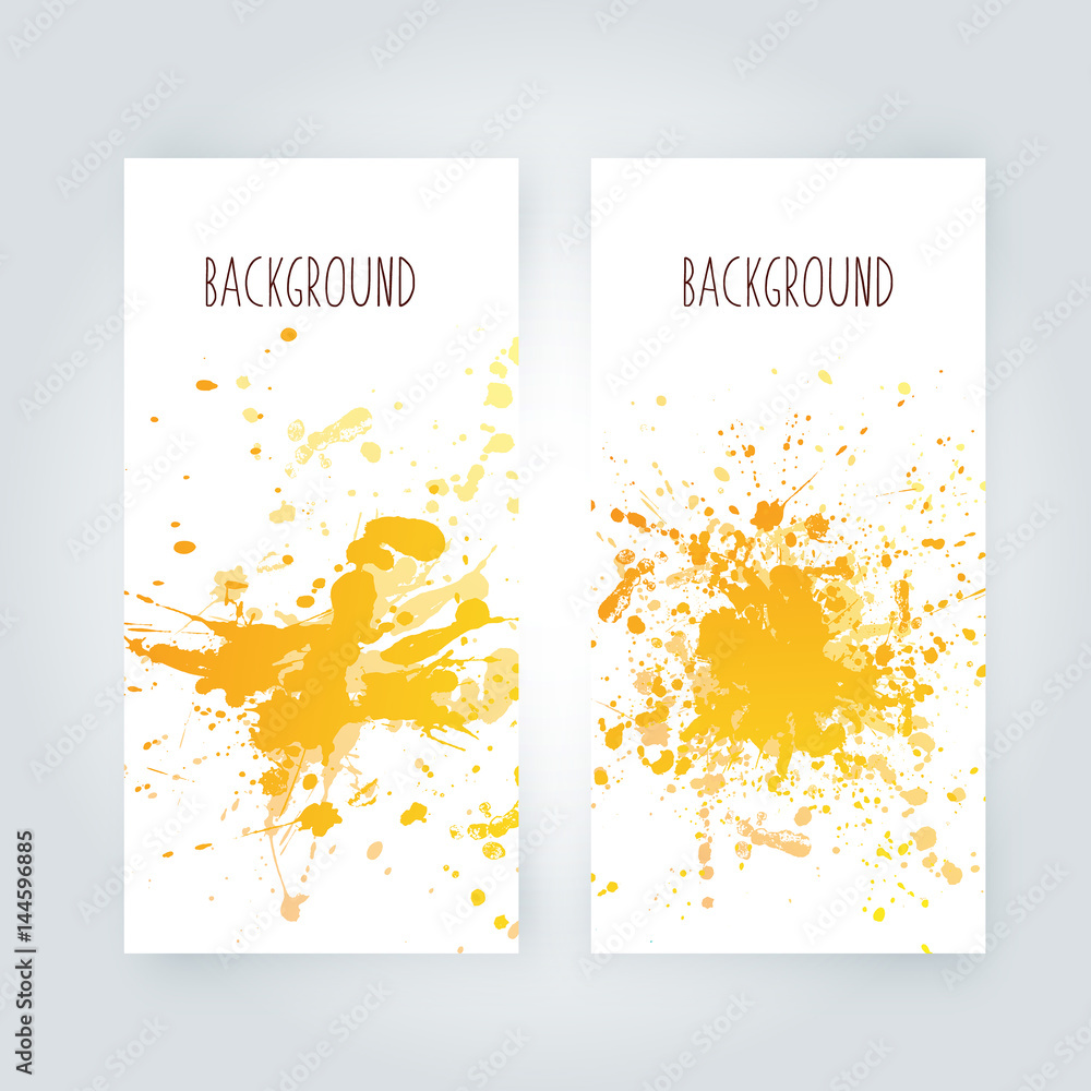 Naklejka premium Vector abstract background with big splash and place for your text. Grunge Vector Illustration. Splatter template. Paint set for design use.