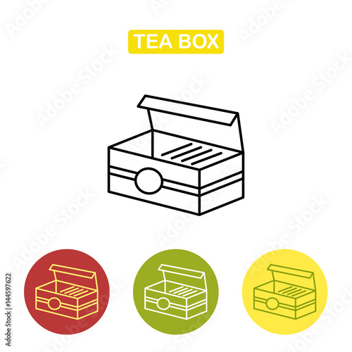 Tea box with tea bag.