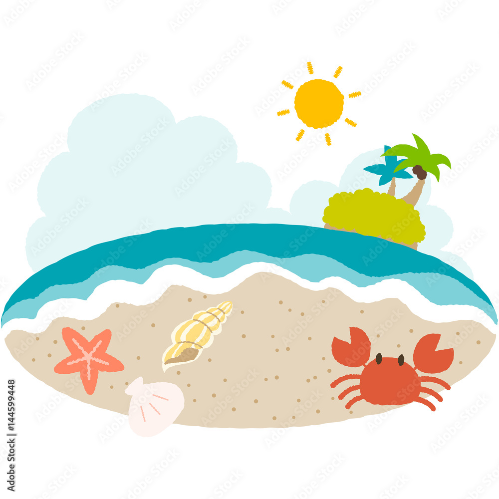 a vector illustration of beach side with cute taste