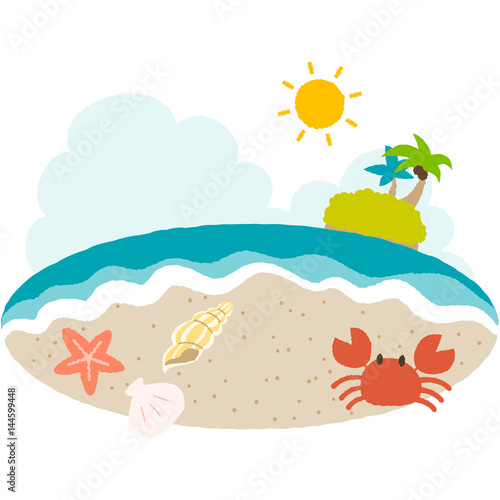 a vector illustration of beach side with cute taste