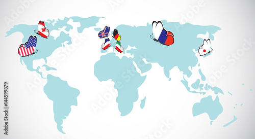 Butterflies with flags of countries