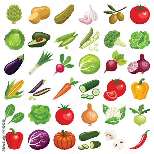 Vegetables icon collection - vector color illustration photo