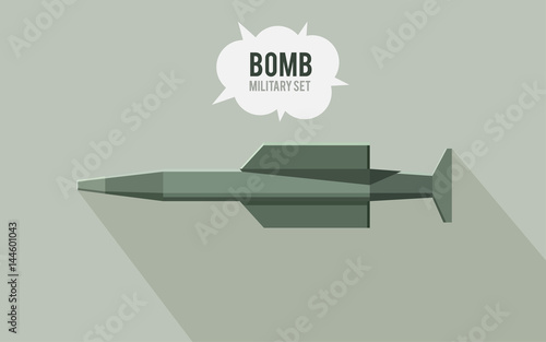 Bomb army weapon, military set, flat design vector illustration.