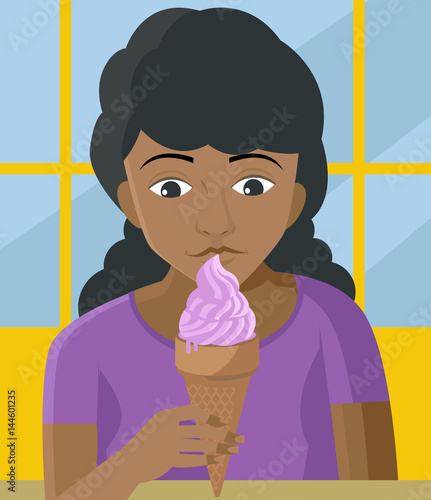 latina girl eating an ice cream
