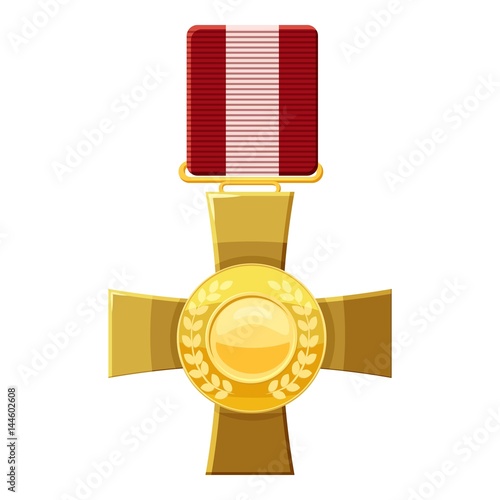 Military cross icon, cartoon style