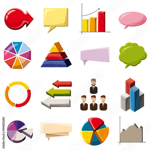 Infographic elements icons set, cartoon style