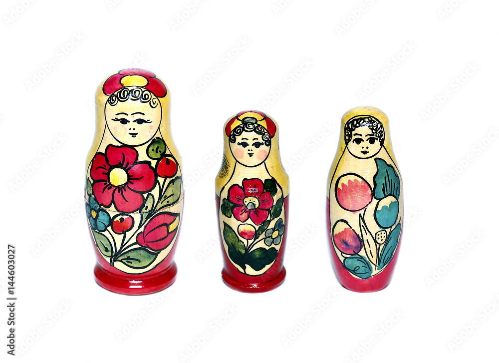 Colorful Russian nesting dolls isolated Colorful Russian nesting dolls isolated