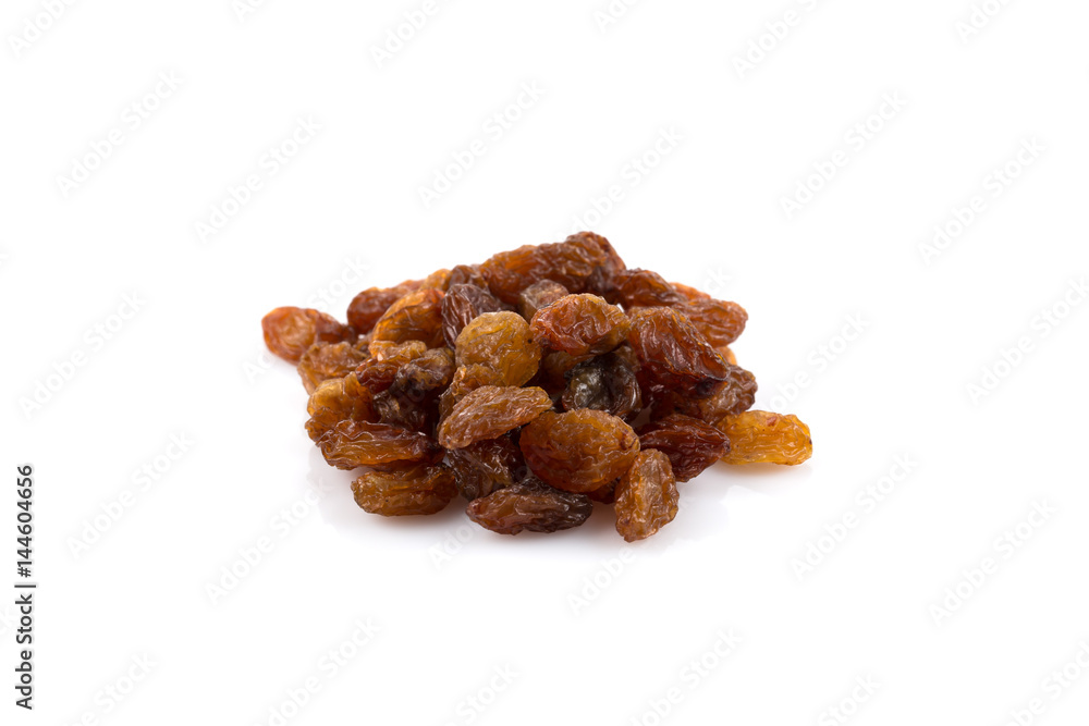 Sweet raisins on white