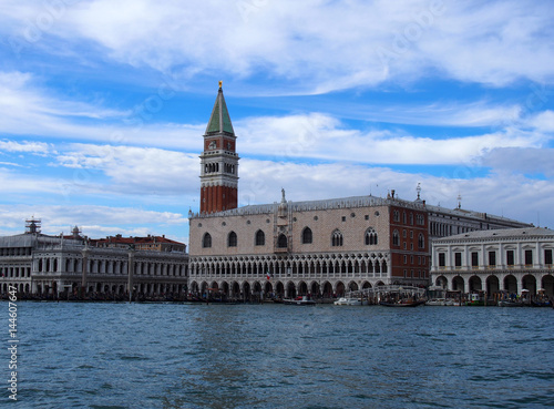 Venice san marco palace from the sea with clouds and blue sky © philopenshaw