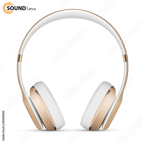 gold music headphones