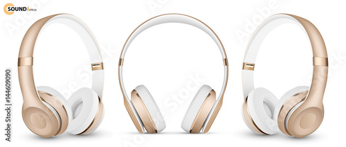 gold music headphones