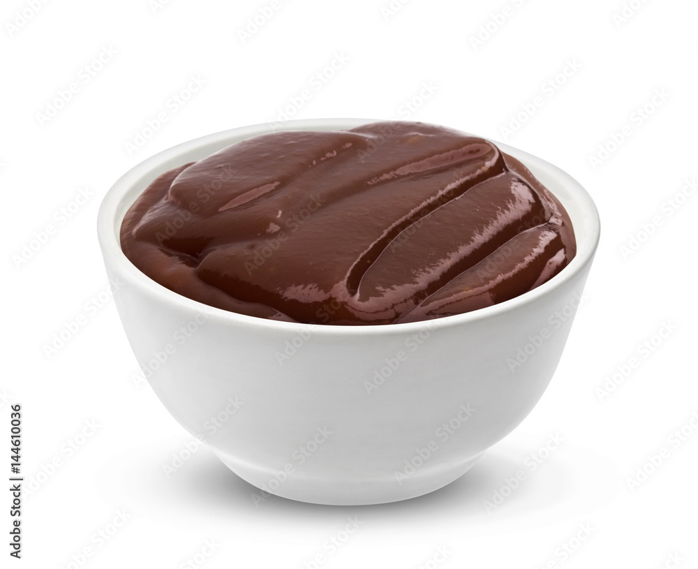 Barbecue sauce in bowl isolated on white background with clipping path, one of the collection of various sauces