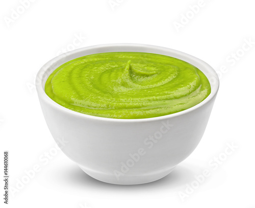 Tableau sur toile Bowl with wasabi sauce isolated on white background, one of the collection of va