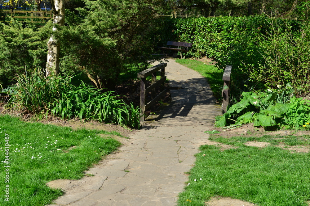 A garden path at the Riverside walk in Horsham, West Sussex.