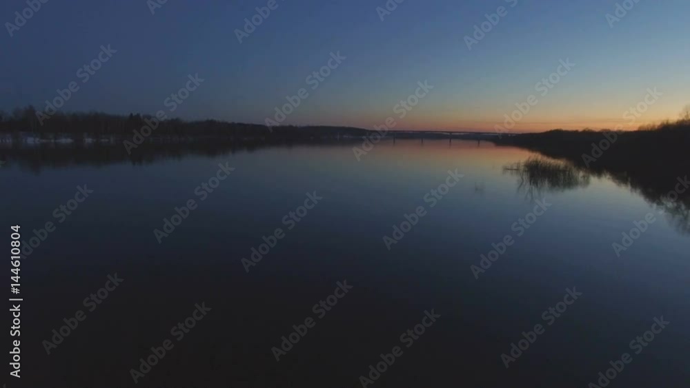 Flying over the beautiful river in high water Flying over the beautiful river in high water