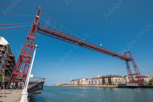 Vizcaya hanging bridge and Nervion river in Portugalete, Bilbao, Spain.