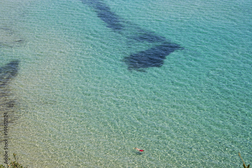 Snorkeling in a blue sea 